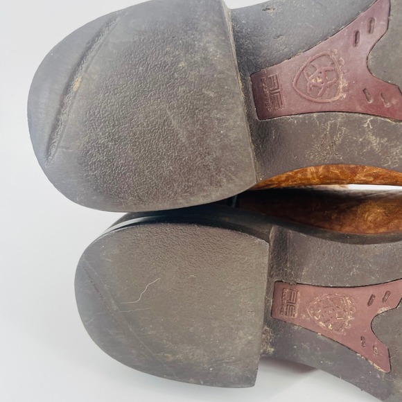 Ariat Brown Leather Square Toe Embroidered Cowboy Boots Mens US 9D Western Work - Picture 13 of 16